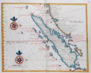 A térképen Malacca és Szumátra, Nyugat-Indonézia, a Szunda-szigetek része. alkotó: Dutch School