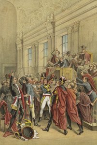 Napóleon kilakoltatja az Ötszázak Tanácsát annak termeiből, Brumaire 18-i puccsa, 1799 alkotó: Dutch School