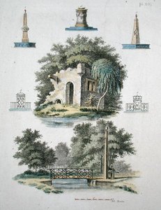 Díszkerti elemek, G. van Laar „Magazine of Garden Gems” című könyvéből, 1802-ben (színes litho) alkotó: Dutch School