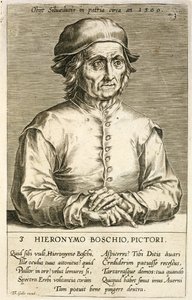Hieronymus Bosch (kb. 1450-1516) portréja, 3. tábla egy művészportrésorozatban, Theodor Galle (1571-1633) metszetében alkotó: Dutch School