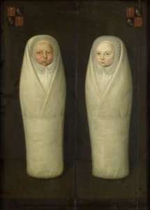 Bepólyált ikrek portréja: Jacob de Graeff és Aeltge Boelens korán elhunyt gyermekei, 1617 körül alkotó: Dutch School
