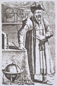 William Postel (1510-81) portréja a De Universitate-ből, Leyden, 1643, illusztrálva a 19. század végén megjelent History of Magic című könyvben. alkotó: Dutch School