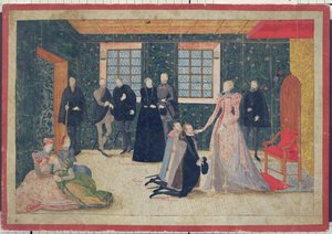 Erzsébet királynő fogadta a holland nagyköveteket (gouache a kártyán) alkotó: Dutch School