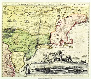 Új Amszterdam Restitutio-Allardt térképe, gravírozott és kocsma. Carolus Allardt, 1673 (rézmetszet)