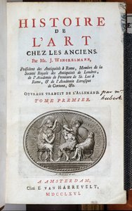 Johann Joachim Winckelmann (1717-68) Művészettörténet az ősök között című művének címlapja, Amszterdam, 1766 alkotó: Dutch School