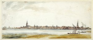 Emmerich látképe, 17. század vége (toll és barna tinta akvarellel papíron) alkotó: Dutch School