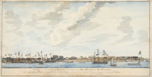 Kilátás Paramaribo városára és a Zeelandia erődre, 1772 alkotó: Dutch School