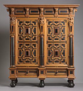 Szekrény (Kast), Hollandiában készült, 1625-1650 körül (tölgy ében- és rózsafa furnérral) alkotó: Dutch School