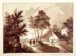Brook Green kilátása, Hammersmith, London, 1820 alkotó: EB
