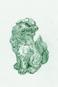 Zöld Foo Dog őrző alkotó: EC Mazur