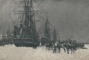 "Egy holland flotta elfogása a Francia Köztársaság huszárai által, 1795. január", 1896 alkotó: E.G.H. Del