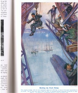 A Forth Bridge építése, illusztráció a „Szárazföld és tenger csodáiból”, kiadó: Cassell, London, 1914