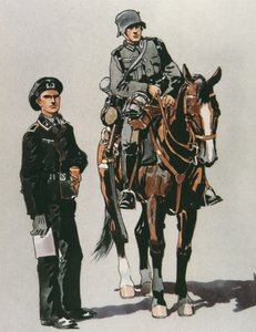 A német hadsereg harckocsitisztje és lovas katonája alkotó: E. (after) Dobrich