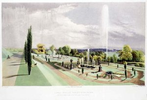 Lower Terrace Garden, Worsley Hall, pub. szerző: Thomas McLean (litho) alkotó: E. Adveno Brooke