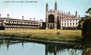 Kings and Clare Colleges, Cambridge, Cambridgeshire, XX. század eleje. alkotó: E. Dennis