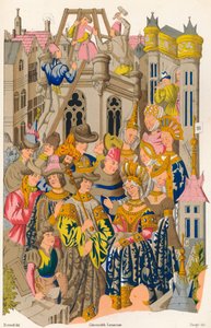 A Szent Genevieve-i apátság megalapítása, 15. század, 1849. alkotó: E. Hauger