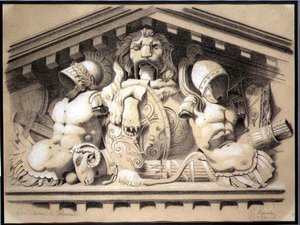 Szoborcsoport a Louvre-ban (szén, fehér kréta, papír) alkotó: E. Laquerbe