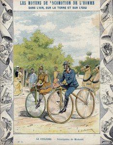 Pierre Michaux és Michaudine velocipéd - Tankönyvek védőhüvelyéből, 19. század vége - Pierre Michaux (1813-1883) velocipéd egy pedál (les michaudines)