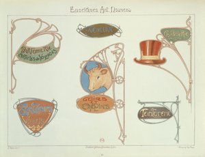 Szecessziós bolti táblák, 1903 alkotó: E. Mulier