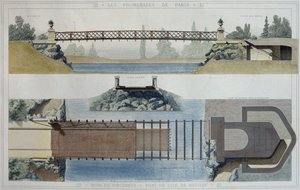 Bois de Vincennes és a Reuilly-szigeti híd, illusztráció a "Promenades de Paris" című kötetből, metszet: Jean Joseph Sulpis (1826-1911). alkotó: E. and Dardoize, Louis Emile Hochereau