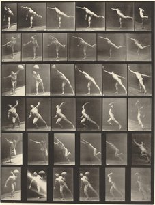523. táblaszám. A: Ütés. B, E: Dobókorong. C, F: 75 fontot felemelni. Stone..., 1887. alkotó: Eadweard Muybridge