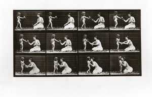 Gyermek csokrot hoz egy nőnek, 465. tábla az Animal Locomotion-tól, 1887 alkotó: Eadweard Muybridge