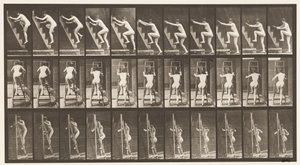 110. tábla. Emelkedő létra, egyszerre két lépéssel alkotó: Eadweard Muybridge