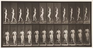 128. tábla. Lemenő lépcsők, összekulcsolt kézzel, 1872-1885 alkotó: Eadweard Muybridge