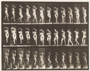 147. tábla. Leszálló lépcsők; Vízkorsó forgatása a jobb vállon, 1872-1885 alkotó: Eadweard Muybridge