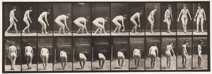 220. tábla. Lehajlás és emelés zsebkendő és forgatás alkotó: Eadweard Muybridge
