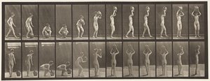 222-es tányér. Lehajlás és vízesedény felemelése a fejhez és forgatás alkotó: Eadweard Muybridge