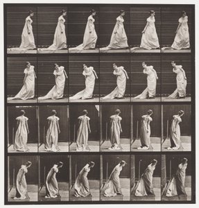231. tábla. Lehajlás a vonat és a kanyarodás rendezéséhez alkotó: Eadweard Muybridge