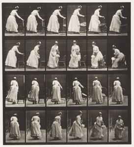 243. tányér. Szék elhelyezése, ültetés és legyező flörtölése alkotó: Eadweard Muybridge