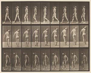 31. tábla. Séta, 75 font súlyú követ hord a jobb vállán alkotó: Eadweard Muybridge