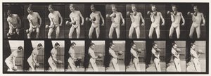Tányér 324. Curling 50-lb. Súlyzó, modell, 3/4 hosszúság alkotó: Eadweard Muybridge
