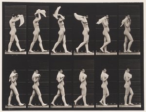 40. tányér. Séta, zsebkendő vállra dobása alkotó: Eadweard Muybridge