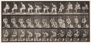 411. tábla. Törülköző felemelése ülve és lábtörlése, 1872-1885 alkotó: Eadweard Muybridge