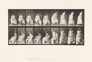 Tányér 422.WC; Cipőhúzás és felemelkedés a székből, 1885 alkotó: Eadweard Muybridge