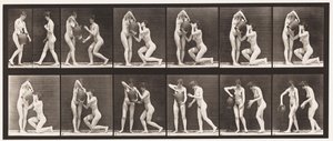 452. tányér. Két makett, 8 térdelő, Italok vizeskorsóból a kezekben, 1872-1885 alkotó: Eadweard Muybridge