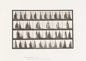 45. tábla. Séta két modell találkozása és részben fordulás alkotó: Eadweard Muybridge