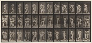 54. tábla. Séta, két modell/egy legyező flörtöl, kart karban alkotó: Eadweard Muybridge