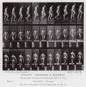 Mozgó emberalak: Sportoló, lépcsőn felfelé (f/w fotó) alkotó: Eadweard Muybridge