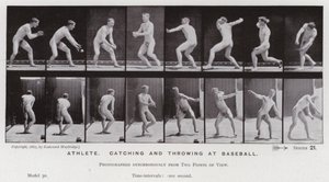 Mozgó emberalak: Sportoló, elkapja és dobja a baseballt (f/w fotó) alkotó: Eadweard Muybridge
