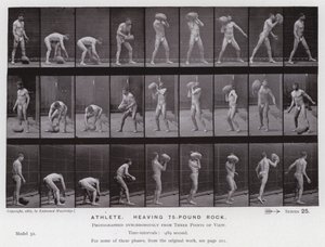 Az emberi alak mozgásban: Sportoló, aki egy 75 kilós sziklát billeget alkotó: Eadweard Muybridge