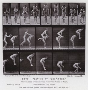 Mozgó emberalak: Fiúk, játszanak a "Leap-Frog"-ban (f/w fotó) alkotó: Eadweard Muybridge