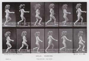 Mozgó emberi alak: gyermek, futás (f/w fotó) alkotó: Eadweard Muybridge