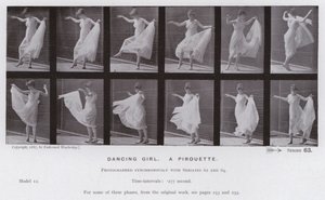 Mozgó emberalak: Táncoló lány, piruett (f/w fotó) alkotó: Eadweard Muybridge
