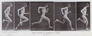 Mozgó emberalak: A versenyfutás néhány fázisa (f/w fotó) alkotó: Eadweard Muybridge