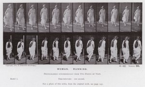 Mozgó emberi alak: nő, fut (f/w fotó) alkotó: Eadweard Muybridge