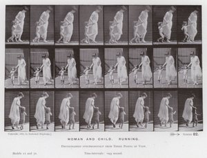 Az emberi alak mozgásban: Nő és gyermek, Futás alkotó: Eadweard Muybridge